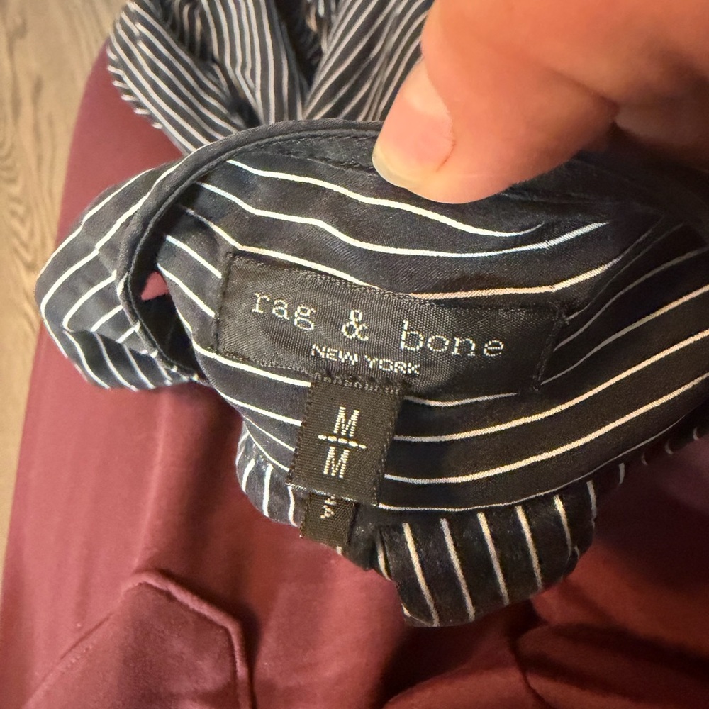 Rag & Bone Black Striped silk Women's Top - Picture 7 of 10